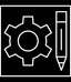 imagen11 "Icono minimalista vectorial de un plano personalizado junto a una llave inglesa y engranaje, representando soluciones HVAC a medida en una paleta de colores corporativos."